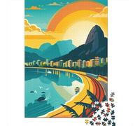 Rio De Janeiro Cityscape 1000 Piece Jigsaw Puzzle, World Landmark Travel Poster, Weekend Hobby, Matte Printed Jigsaw, for Adults, 38x26cm/1000pcs