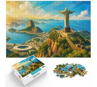 Rio de Janeiro Cityscape with Christ the Rede Jigsaw Puzzle, 1000 Piece | For quiet evenings: Adult jigsaw puzzle with 1000 pieces fits naturally into relaxed home leisure.