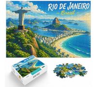 Rio de Janeiro Cityscape with Christ the Rede Jigsaw Puzzle, 1000 Piece | For shared winter evenings, this adult jigsaw puzzle with 1000 pieces offers a longer activity for the holidays.
