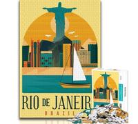 Rio De Janeiro Jigsaws 1000 Pieces for Teenagers,Staycation Kill Time Every Piece Is Unique - Challenging Family Fun Game 38x26cm