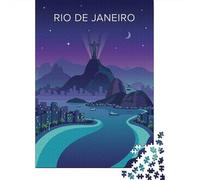 Rio De Janeiro Skyline at Night 1000 Piece Jigsaw Puzzle, Historic Square Architecture, Screen-Free Fun, Matte Printed Jigsaw, for Travel Lovers, 70x50cm/1000pcs