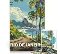 Rio De Janeiro Travel Poster 1000 Piece Jigsaw Puzzle for Adults Memory Gain Gentle Leisure Design Assembly Art Collection Piece (50x75cm)