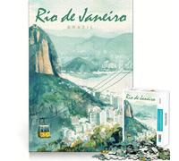 Rio De Janeiro Watercolor Jigsaw Puzzles for Adults 1000 Piece Strengthen Recall Casual Fun Quality Edge Stylish Gift (38x26cm)