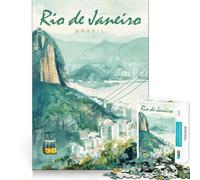 Rio De Janeiro Watercolor Jigsaw Puzzles for Teenagers 1000 Piece Boost Memory Serene Time Premium Cut Birthday Gift (38x52cm)