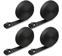 RIO Direct Ratchet Tie Down Straps, Heavy Duty Lashing Straps Adjustable Cam Buckle Tensioning Belts for Motorcycle, Cargo, Trucks,Trailer,Luggage- 5M x 25mm Black 4 Pack