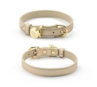 Rio Dog Collar Saffiano Vegan Leather Color Gold Size M