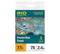 Rio Fly Fishing Leaders Powerflex Knotless 12Ft 5X Leaders 3 Pack Fishing Line, Clear