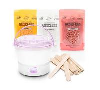 Rio Go Smooth Hard Wax Heater Including 3 x 100g Bags of Stripless Hard Wax Beads: Rose, Honey & Coconut