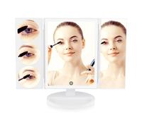 Rio Make Up Mirror Large Full Size Tri-Fold with Dimmable LED lights, 1X 3x 5x & 10 Magnification, USB or Battery Operated