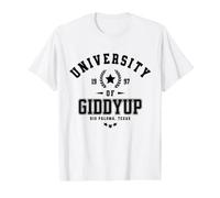 Rio Paloma Texas Giddyup University Western Fan Value Graphic T-Shirt, Men, White, L