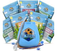 Rio Parana Yerba Mate Accessories Set with Samples 7x50g | Yerba Mate Tea Samples | Argentine Yerba Mate | Calabash | Bombilla | Coaster | Cleaner | Natural Energy Drink | Herbal Tea | Loose Leaf Tea