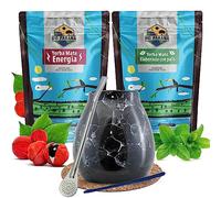 Rio Parana Yerba Mate Set 2 x 500g with Accessories | Yerba Mate Tea Cup Set with Drinking Straw | Traditional Smoked Yerba Mate with Guarana | Argentinian Yerba Mate with Dust - Natural Caffeine
