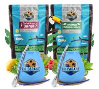 Rio Parana yerba mate set for two with accessories | Two-pack of yerba mate | Energia and Elaborada | Calabash, bombilla and accessories | Natural caffeine | 2x500g |1 kg