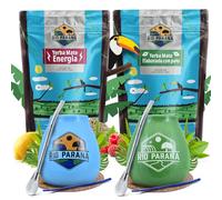 Rio Parana yerba mate set for two with accessories | Two-pack of yerba mate | Energia and Elaborada | Calabash, bombilla and accessories | Natural caffeine | 2x500g | 1kg