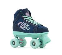 Rio Roller Lumina Quad Skates, Navy Green UK 13J / EU 32, Comfortable High-Cuff Design With Smooth Rolling PU Wheels, ABEC-7 Bearings, Lace-Up Closure in a Bright, Vibrant, Playful Design