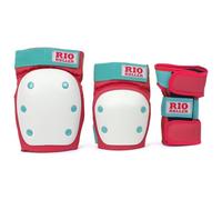 Rio Roller Triple Pad Set | Red/Mint Small | Stylish Knee, Elbow, and Wrist Protection, Perfect for Roller Skating and Other Sports, Certified and Tested