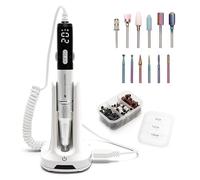 Rio Salon Po Electric Nail File with Ceramic & Tungsten Nail Drill Bit Set, Cordless 35,000 RPM E-File with LCD, 4500mAh Battery, 6 Bits - Professional Manicure & Pedicure Tool for Gel & Acrylic Nails