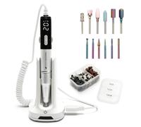 Rio Salon Pro Electric Nail File with Ceramic & Tungsten Nail Drill Bit Set, Cordless 35,000 RPM 6 Bits - Professional Manicure & Pedicure Tool for Gel & Acrylic Nails