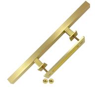 Rio Salto 12-Inch Brushed Brass Vintage Gold Barn Door Handle Kit Closet Door Handle Stainless Steel Pull Handle Flush Handle Set Large Sliding Door Handles (1-Pack, 18")