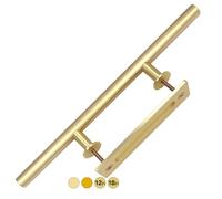 Rio Salto 18-Inch Brushed Brass Vintage Gold Barn Door Handle Kit Closet Door Pull Solid Aluminum Pull Handle Flush Handle Set Large Sliding Door Handles (Light Gold, 18" - 1Pack)