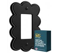 Rio Salto Black Light Switch Cover Rocker Paddle Decorator Switch Plate Scallop Flower Cute Decorative Premium Metal Wall Plate Outlet Cover - Scallop Collection, Oversized 5.75" x 3.62"