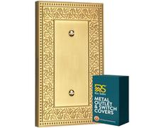 Rio Salto Botanical Pearl Wall Plate, Gold Metal Light Switch Cover, Decorative Outlet Covers Light Plate Switch Cover (Brushed Brass Gold, 1 Blank 1PK)