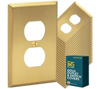 Rio Salto BRASS Deco Collection Brushed Brass Gold Duplex Outlet Cover Light Switch Plate Wall Plates, Standard Size 4.5" X 2.75", 20 Pack, Switch Protector, Decorative Luxury Premium Wall Plate