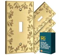 Rio Salto Floral Collection Brass Gold 1-Gang Toggle Flip Switch Wall Plates, Midsize 5" x 3.13" Metal Light Switch Plate, Decorative Wall Plates Outlet Covers, Premium Heavy-Gauge Wall Plates
