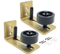 Rio Salto Gold Barn Door Floor Guide 2-Pack Hardware Kit Adjustable Width Sliding Hardware Modern Barn Interior Gold Brushed Brass Panel Light Gold Roller (Floor Guide, Wall Mount - 2 Pack)