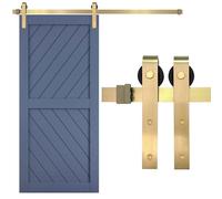 Rio Salto Gold Barn Door Hardware Kit Sliding Hardware Modern Barn Interior Gold Brushed Brass Panel Hardware - 5ft - Hardware ONLY (Hardware Kit, 5 Feet - Single Door)
