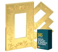 Rio Salto Metal Floral Decorative Outlet Cover Light Switch Cover Plate Flower Switch Covers Wall Plates Gold Single Rocker Decora Decorator 1-Gang Rocker (4-Pack)