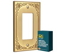 Rio Salto Palazzo Collection Wall Plate Cover, Gold Metal Light Switch Cover, Decorative Outlet Covers Light Plate Switch Cover (Brushed Brass Gold, 1 Rocker 1PK)