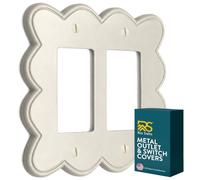 Rio Salto Scalloped Collection Wall Plate, Metal, Brushed Finish, Single Configuration, Screw-In Installation, 3.19 x 5 Inches (1, Warm Ivory, Rocker 2-Gang)