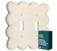 Rio Salto Scalloped Collection Wall Plate, Metal, Brushed Finish, Single Configuration, Screw-In Installation, 3.19 x 5 Inches (1, Warm Ivory, Toggle 2-Gang)