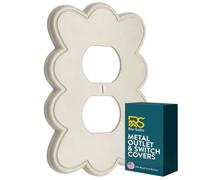Rio Salto Scalloped Collection Wall Plate, Metal, Brushed Finish, Single Configuration, Screw-In Installation, 3.19 x 5 Inches (1, Warm Ivory, Duplex 1-Gang)