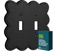 Rio Salto Scalloped Collection Wall Plate, Metal, Brushed Finish, Single Configuration, Screw-In Installation, 3.19 x 5 Inches (1, Black, Toggle 2-Gang)