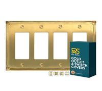 Rio Salto Sunken Pearls Brass Gold Quad Rocker Light Switch Cover or Outlet Cover Metal Decorative Decora Decorator Receptacle Gold Wallplates (Brushed Brass, 4-Gang Rocker)
