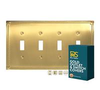Rio Salto Sunken Pearls Gold Quad Toggle Switch Toggle Light Cover Plate Gold Wallplates Pearl Four Gang Toggle Switch (Brushed Brass 4-Gang Toggle 1-Pack)