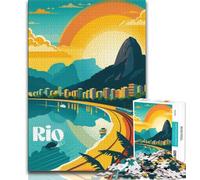 Rio Sunrise Coast 1000 Piece Jigsaw Puzzles for Teenagers,Learning Educational Toy for Is Ideal As A Gift for The Whole Family 38x26cm