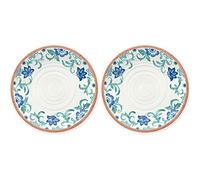 Rio Turquoise Floral Melamine/Plastic/BBQ/Outdoor Dinner Plates Set (2)