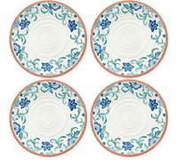 Rio Turquoise Floral Melamine/Plastic/BBQ/Outdoor Dinner Plates Set (4)