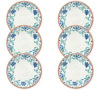 Rio Turquoise Floral Melamine/Plastic/BBQ/Outdoor Dinner Plates Set (6)