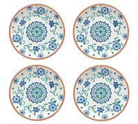 Rio Turquoise Floral Melamine/Plastic/BBQ/Outdoor Side Plates Set (4)