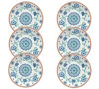 Rio Turquoise Floral Melamine/Plastic/BBQ/Outdoor Side Plates Set (6)
