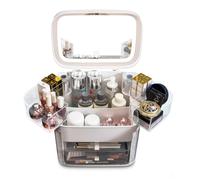 Rio Ultimate Beauty Storage Vanity Case With Touch Dimmable Mirror In White White