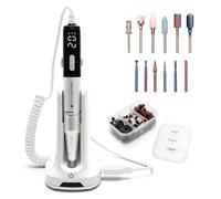 Rio Salon Po Electric Nail File with Ceramic & Tungsten Nail Drill Bit Set, Cordless 35,000 RPM E-File with LCD, 4500mAh Battery, 6 Bits - Professional Manicure & Pedicure Tool for Gel & Acrylic Nails