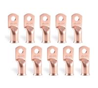 RIOCAN 2/0 AWG 5/16″ (M8) Copper Ring Terminals, 10 Pcs Heavy Duty Battery Cable Lugs for 00 Gauge Wire, High-Current for Welding, Battery & Industrial DC Power