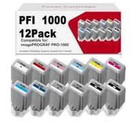 Rioflybee PFI-1000 PFI 1000 Ink Cartridges | Compatible for Canon ImagePROGRAF PRO-1000 Printer Photographic Inkjet Color Twelve Ink Cartridges