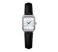 RioFoior Vintage Watches for Women-Small Rectangular Case Roman Dial,Comfortable Leather Strap,Water Resistant（Silver-Black）