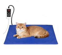 RIOGOO Pet Heating Pad, Electric Heating Pad for Dogs and Cats with Timer, 6 Level Adjustable Temperature Dog Heated Blanket (Blue, S: 20‘’x15‘’)